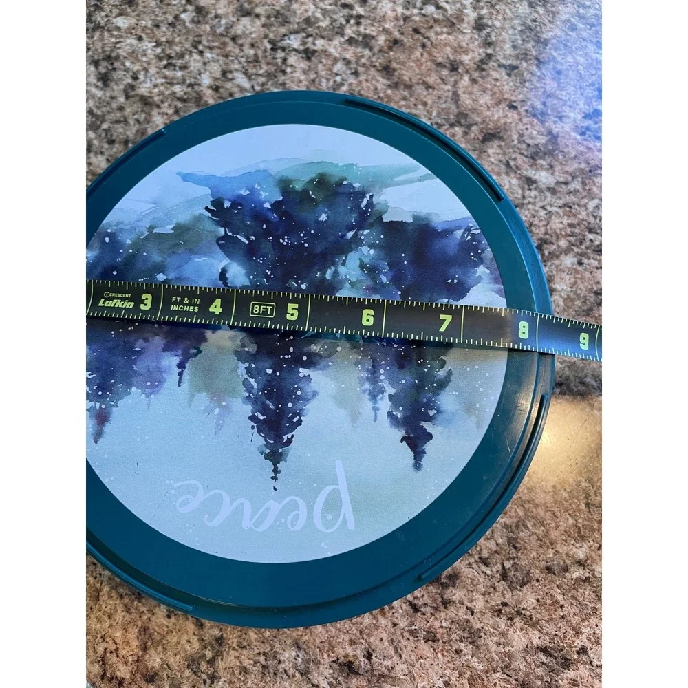 Round Container Christmas Winter Trees Peace‎ Design Green Plaid Storage Box